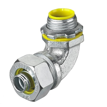 Hubbell Wiring Device-Kellems Conduit Fitting Connector, 3/8 in, Liquid-Tight, Steel, Zinc Plated H03891